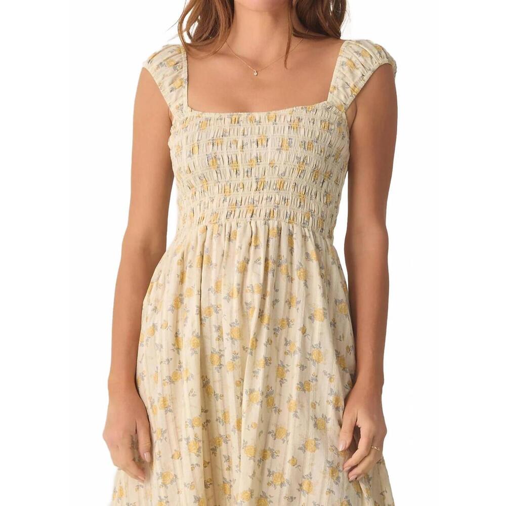 NEW RYLEE + CRU ivy dress in lemon ditsy flower